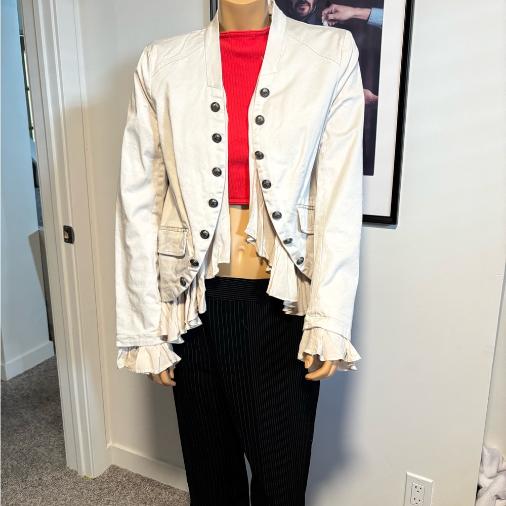 Free People Cream Blazer Fitted Silhouette